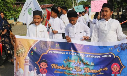 Sambut Ramadhan, TPA Ashabul Yamin Lakukan Pawai Keliling Gampong