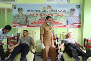 Peringati Hari Bhayangkara, Ratusan Personel Polres Aceh Barat Gelar Baksos Donor Darah