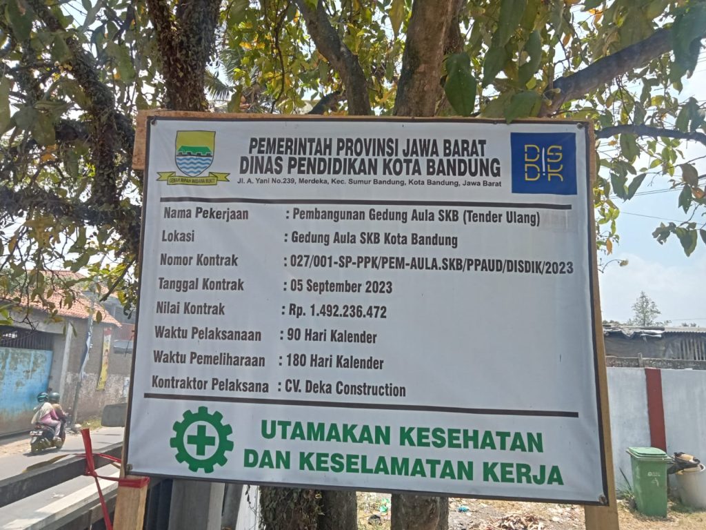 Pembangunan Aula SKB Kota Bandung, Telan Anggaran Rp1,4 Miliar