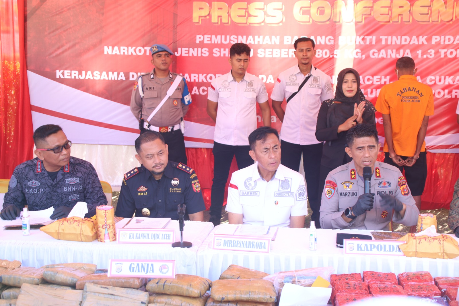 Polda Aceh Gagalkan Peredaran 80,5 Kg Sabu, 1,3 Ton Ganja, dan 1 Kg Kokain